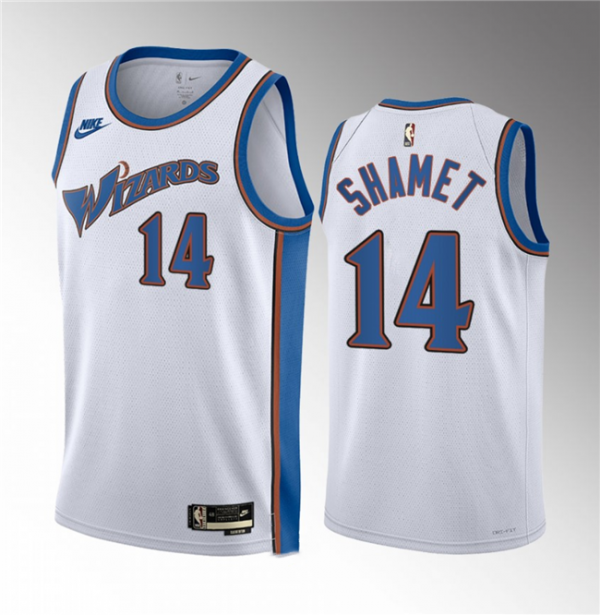 Men Washington Wizards #14 Landry Shamet White Classic Edition Stitched Jersey