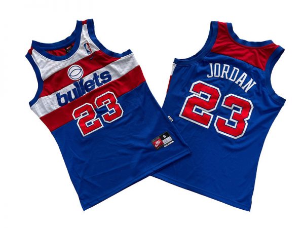 Men Washington Wizards #23 Michael Jordan Blue/Red Throwback Stitched Jersey