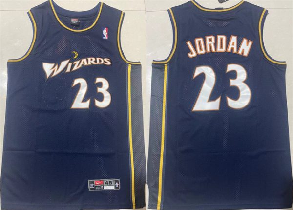 Men Washington Wizards #23 Michael Jordan Navy Throwback Stitched Jersey