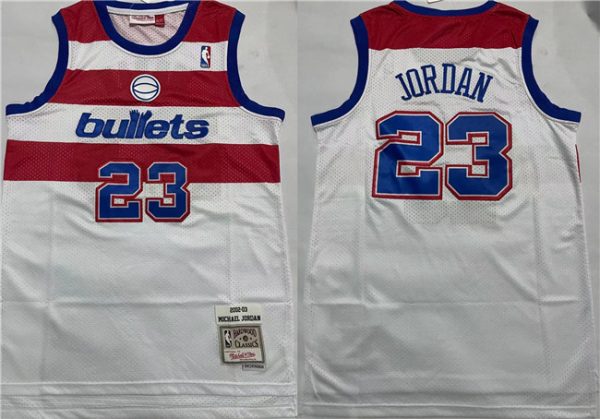 Men Washington Wizards #23 Michael Jordan White Throwback Stitched Jersey