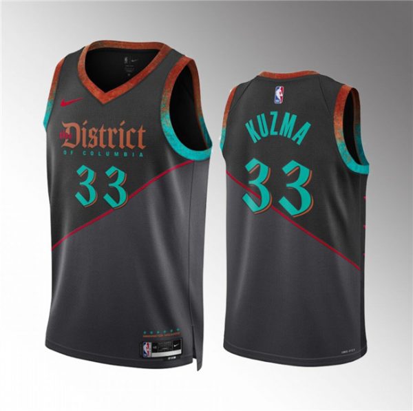 Men Washington Wizards #33 Kyle Kuzma Black 2023/24 City Edition Stitched Basketball Jersey