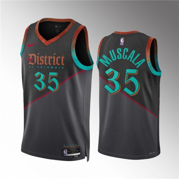 Men Washington Wizards #35 Mike Muscala Black 2023/24 City Edition Stitched Basketball Jersey