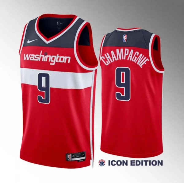 Men Washington Wizards #9 Justin Champagnie Red Icon Edition Stitched Basketball Jersey