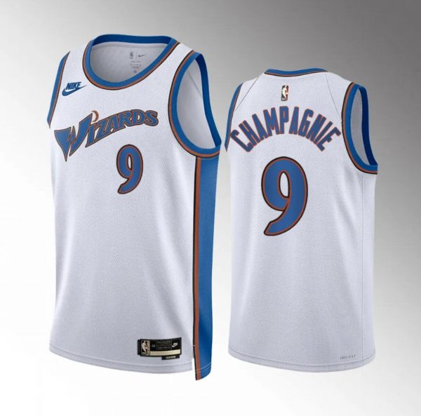 Men Washington Wizards #9 Justin Champagnie White Classic Edition Stitched Basketball Jersey