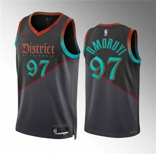 Men Washington Wizards #97 Eugene Omoruyi Black 2023/24 City Edition Stitched Basketball Jersey