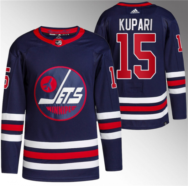 Men Winnipeg Jets #15 Rasmus Kupari 2021/22 Navy Stitched Jersey