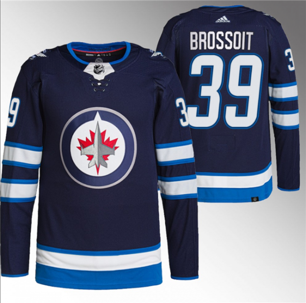 Men Winnipeg Jets #39 Laurent Brossoit Navy Stitched Jersey