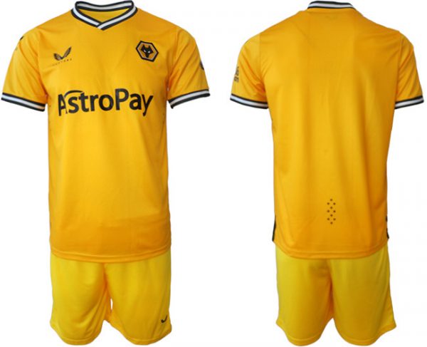 Wolverhampton Wanderers Custom 2023/24 Gold Home Soccer Jersey Suit