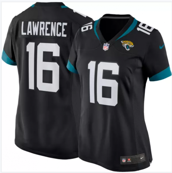 Jaguars #16 Trevor Lawrence Black Team Color Women Stitched Game Jersey