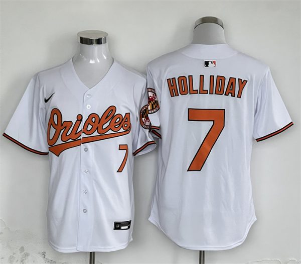 Men Baltimore Orioles #7 Jackson Holliday White 2024 Limited Cool Base Stitched Baseball Jersey