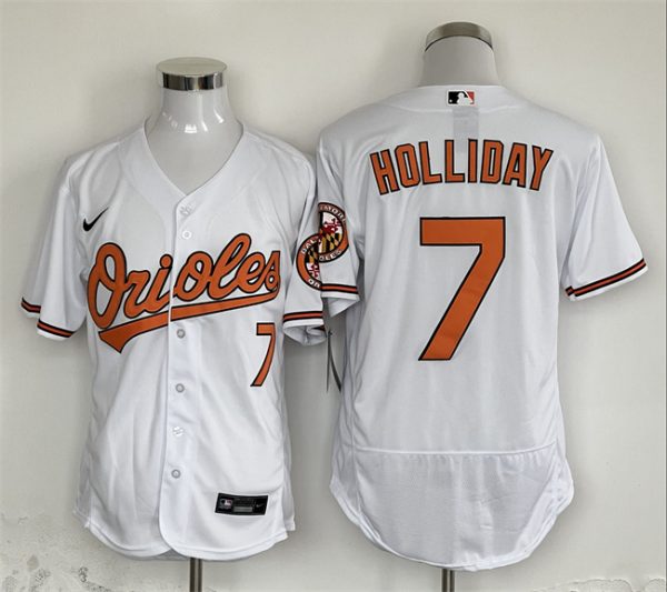 Men Baltimore Orioles #7 Jackson Holliday White Flex Base Stitched Baseball Jersey