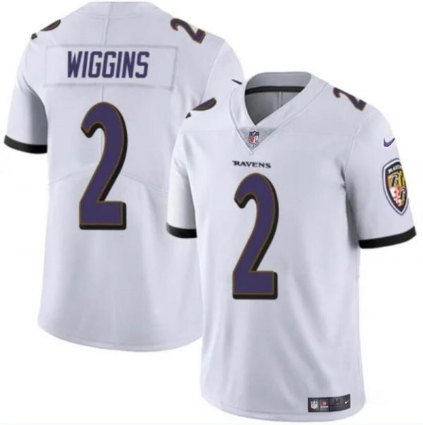 Men Baltimore Ravens #2 Nate Wiggins White 2024 Draft Vapor Limited Football Jersey