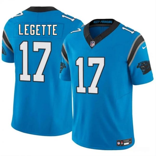 Men Carolina Panthers #17 Xavier Legette Blue 2024 Draft F.U.S.E. Vapor Limited Stitched Football Jersey