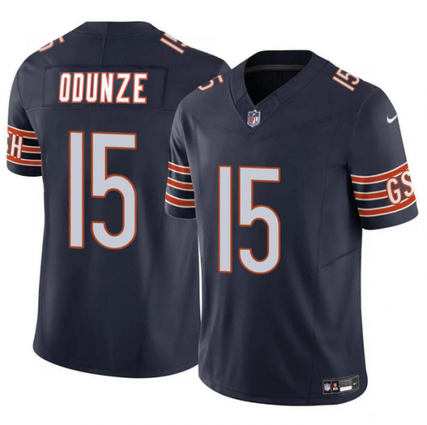 Men Chicago Bears #15 Rome Odunze Navy 2024 Draft F.U.S.E. Vapor Stitched Football Jersey