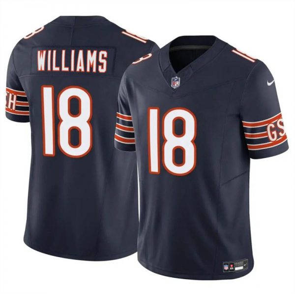 Men Chicago Bears #18 Caleb Williams Navy 2024 Draft F.U.S.E. Vapor Stitched Football Jersey