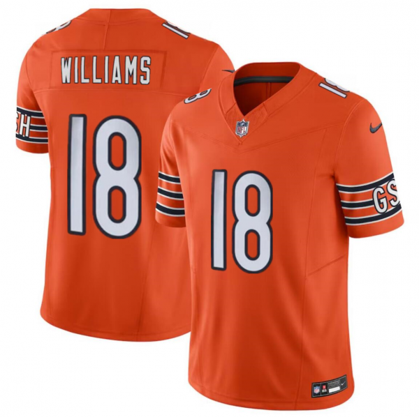 Men Chicago Bears #18 Caleb Williams Orange 2024 Draft F.U.S.E. Vapor Stitched Football Jersey
