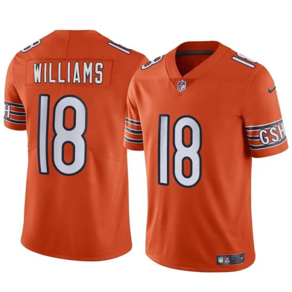 Men Chicago Bears #18 Caleb Williams Orange 2024 Draft Vapor Stitched Football Jersey