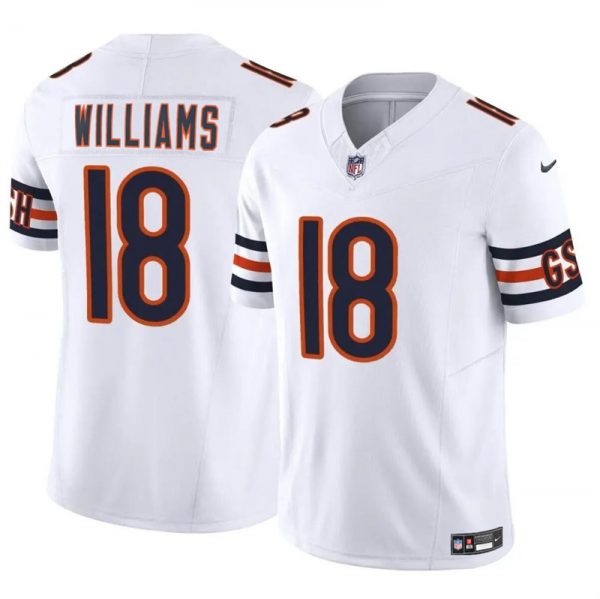 Men Chicago Bears #18 Caleb Williams White 2024 Draft F.U.S.E. Vapor Stitched Football Jersey