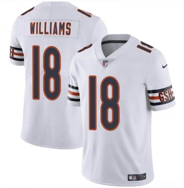 Men Chicago Bears #18 Caleb Williams White 2024 Draft Vapor Stitched Football Jersey