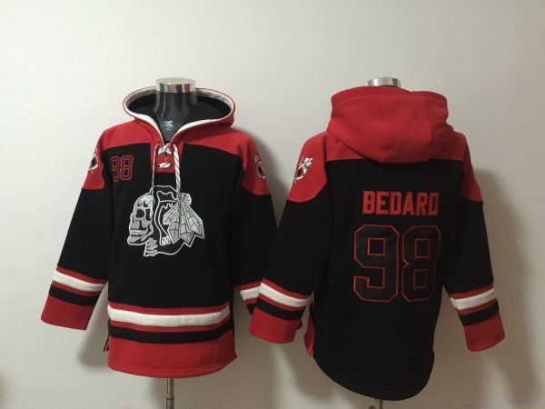 Men Chicago Blackhawks Blank Red Lace-Up Pullover Hoodie