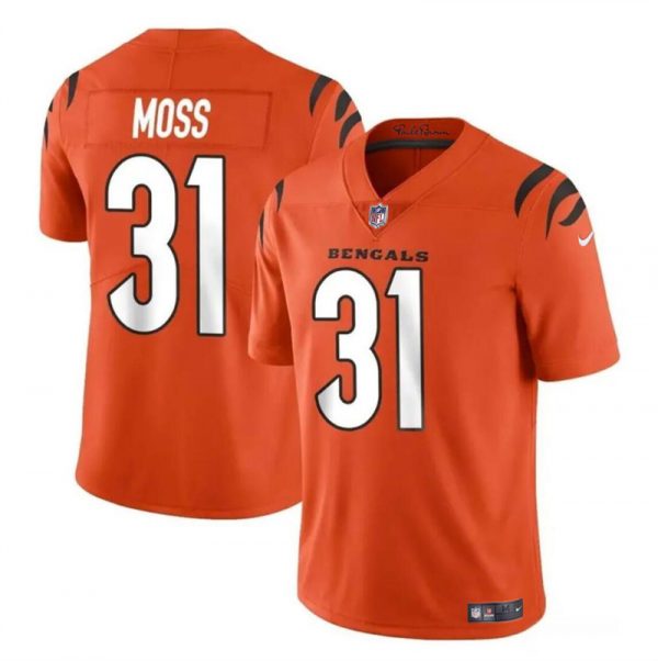 Men Cincinnati Bengals #31 Zack Moss Orange Vapor Untouchable Limited Stitched Jersey