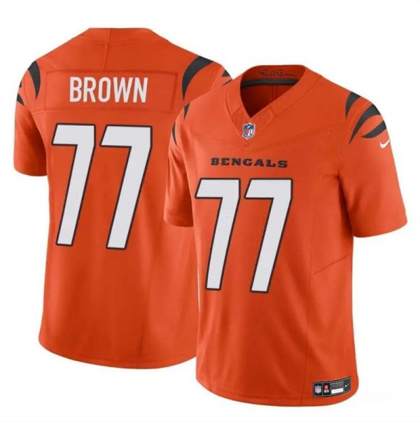 Men Cincinnati Bengals #77 Trent Brown Orange 2024 F.U.S.E. Vapor Untouchable Limited Stitched Jersey