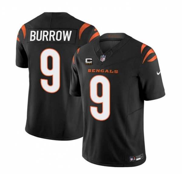 Men Cincinnati Bengals #9 Joe Burrow Black 2023 F.U.S.E. With 4-Star C Patch Vapor Untouchable Limited Stitched Jersey