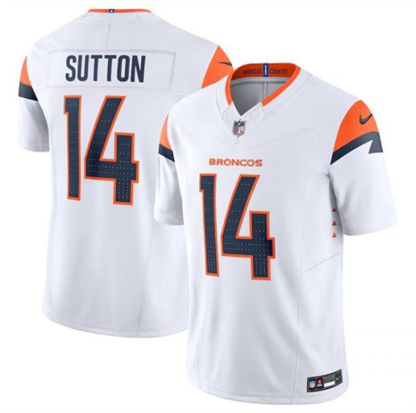 Men Denver Broncos #14 Courtland Sutton White 2024 F.U.S.E. Vapor Limited Stitched Football Jersey