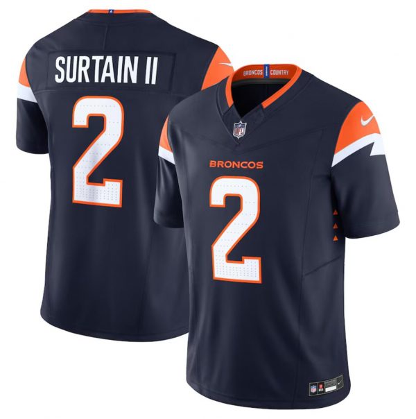 Men Denver Broncos #2 Pat Surtain II Navy 2024 F.U.S.E. Alternate Vapor Limited Stitched Football Jersey