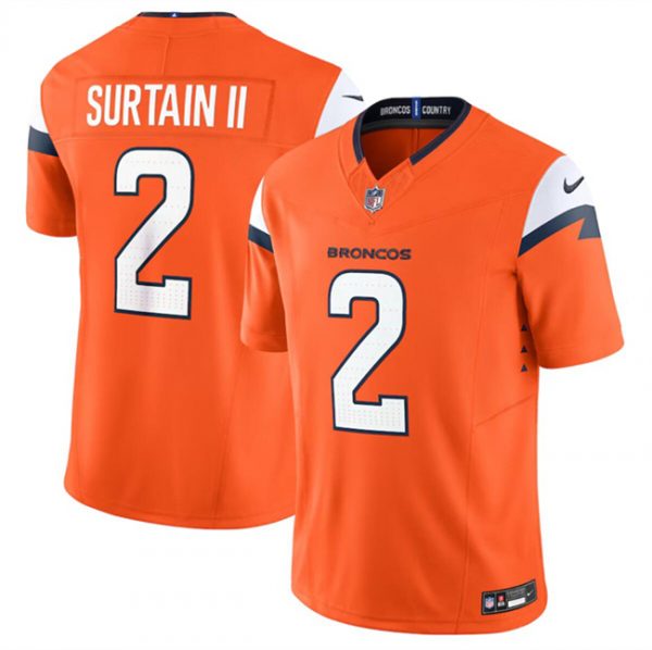 Men Denver Broncos #2 Pat Surtain II Orange 2024 F.U.S.E. Vapor Limited Stitched Football Jersey