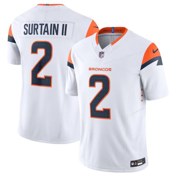 Men Denver Broncos #2 Pat Surtain II White 2024 F.U.S.E. Vapor Limited Stitched Football Jersey