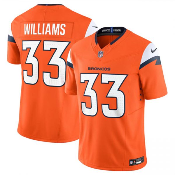 Men Denver Broncos #33 Javonte Williams Orange 2024 F.U.S.E. Vapor Limited Stitched Football Jersey