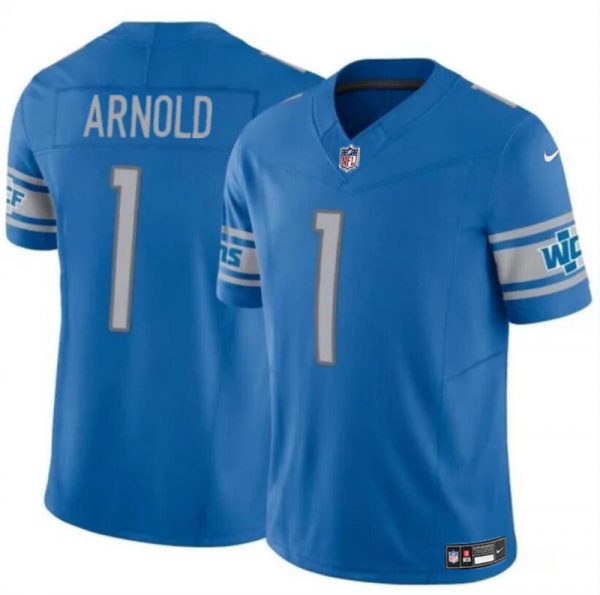 Men Detroit Lions #1 Terrion Arnold Blue 2024 Draft F.U.S.E. Vapor Untouchable Limited Stitched Jersey
