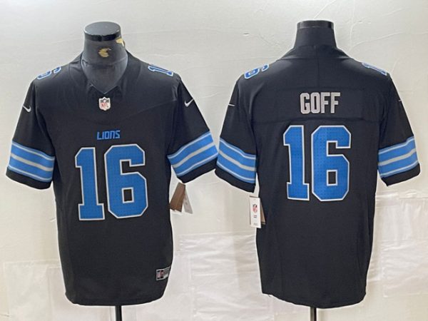 Men Detroit Lions #16 Jared Goff Black 2024 F.U.S.E. 2nd Alternate Vapor Limited Stitched Jersey