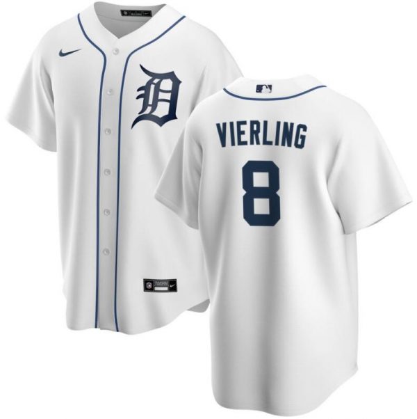 Men Detroit Tigers #8 Matt Vierling White Cool Base Stitched Baseball Jersey