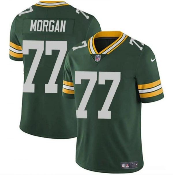 Men Green Bay Packers #77 Jordan Morgan Green 2024 Draft Vapor Limited Stitched Football Jersey