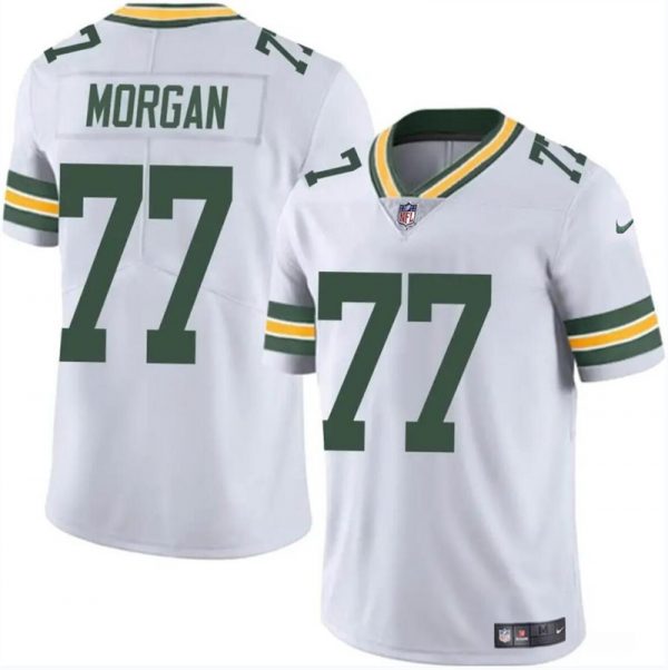 Men Green Bay Packers #77 Jordan Morgan White 2024 Draft Vapor Limited Stitched Football Jersey