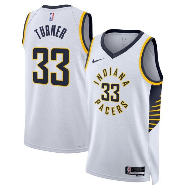 Men Indiana Pacers #33 Myles Turner White Association Edition Stitched Basketball Jersey