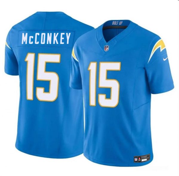 Men Los Angeles Chargers #15 Ladd McConkey Light Blue 2024 F.U.S.E Draft Vapor Limited Stitched Football Jersey