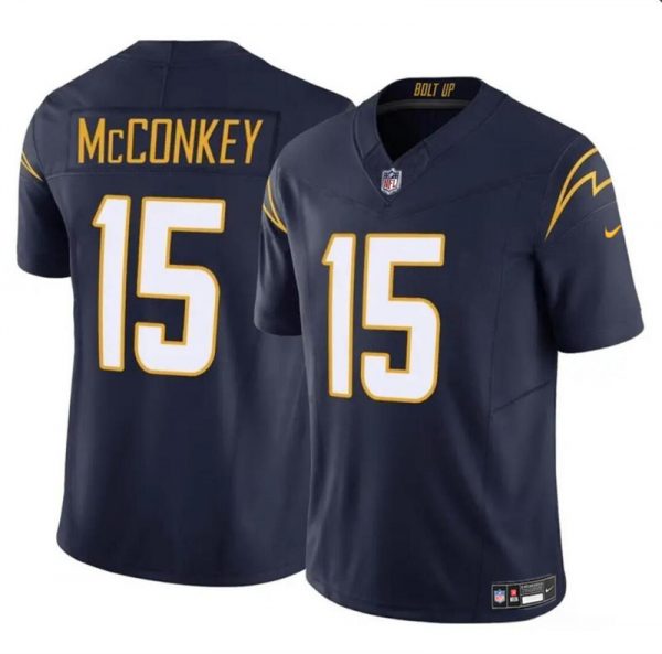 Men Los Angeles Chargers #15 Ladd McConkey Navy 2024 Draft F.U.S.E. Vapor Limited Stitched Football Jersey