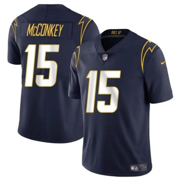 Men Los Angeles Chargers #15 Ladd McConkey Navy 2024 Draft Vapor Limited Stitched Football Jersey