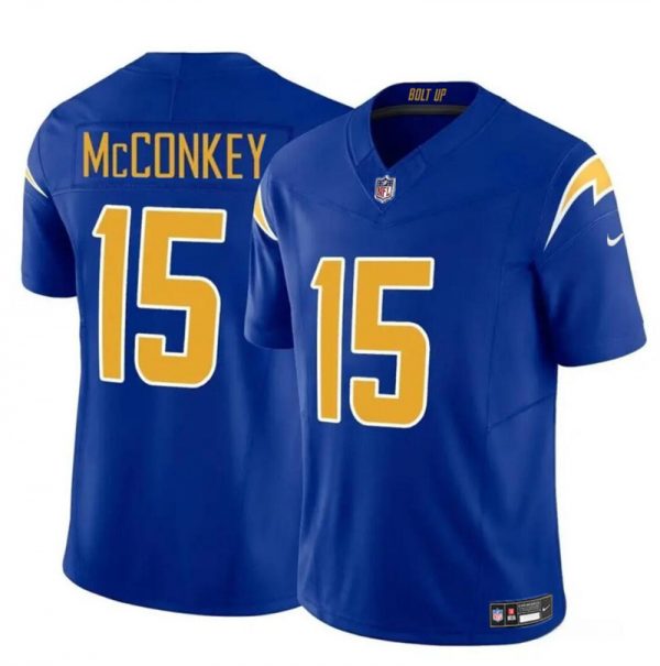 Men Los Angeles Chargers #15 Ladd McConkey Royal 2024 F.U.S.E Draft Vapor Limited Stitched Football Jersey