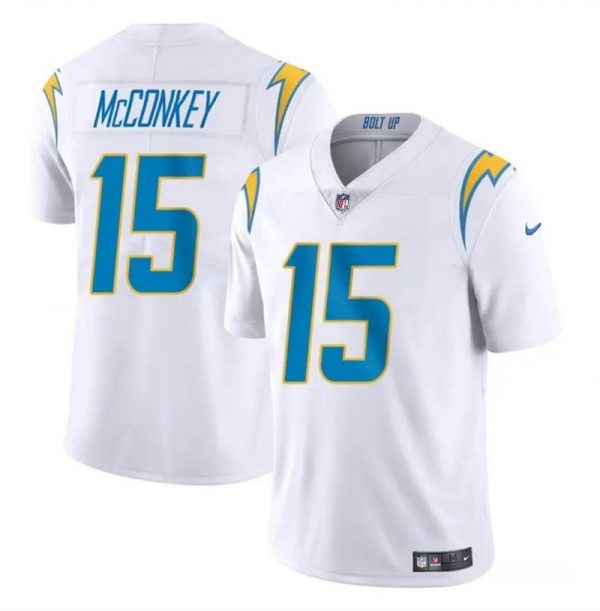 Men Los Angeles Chargers #15 Ladd McConkey White 2024 Draft Vapor Limited Stitched Football Jersey