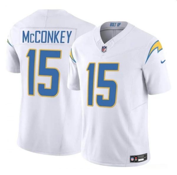 Men Los Angeles Chargers #15 Ladd McConkey White 2024 F.U.S.E Draft Vapor Limited Stitched Football Jersey
