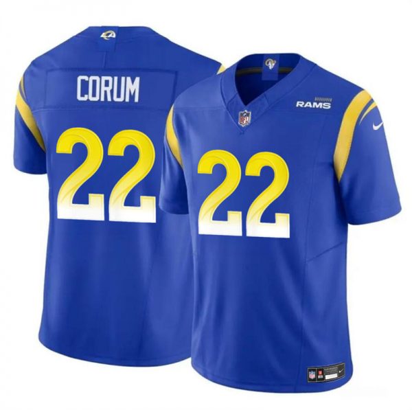 Men Los Angeles Rams #22 Blake Corum Blue 2024 Draft F.U.S.E Vapor Untouchable Stitched Football Jersey