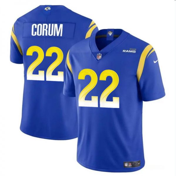 Men Los Angeles Rams #22 Blake Corum Blue 2024 Draft Vapor Untouchable Stitched Football Jersey
