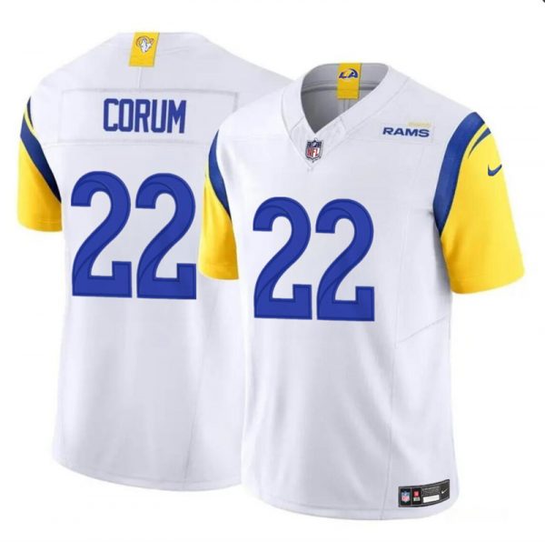Men Los Angeles Rams #22 Blake Corum White 2024 Draft F.U.S.E Vapor Untouchable Stitched Football Jersey
