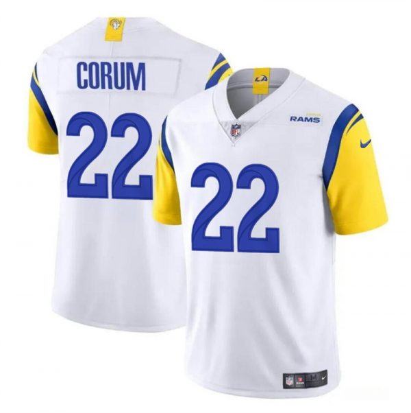 Men Los Angeles Rams #22 Blake Corum White 2024 Draft Vapor Untouchable Stitched Football Jersey