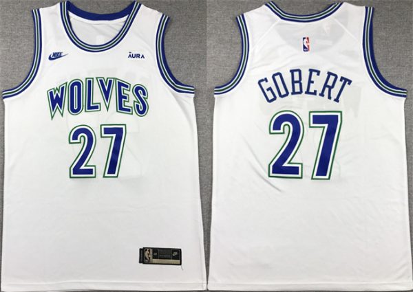 Men Minnesota Timberwolves #27 Rudy Gobert White City Edition Stitched Jersey