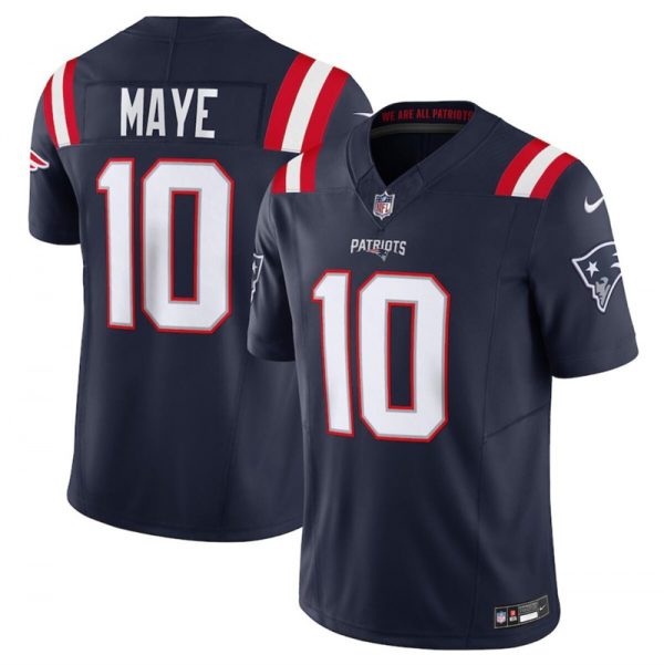 Men New England Patriots #10 Drake Maye Navy 2024 Draft F.U.S.E. Vapor Limited Stitched Football Jersey